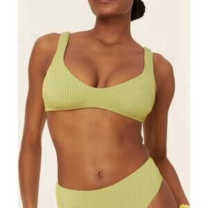 Andie Swim The Delray Top Daiquiri Ribbed Glitter Lime Green Size Medium 2514